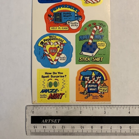 Vintage 80’s GIL Sniffle Sticks Scratch & Sniff Stickers - PEPPERMINT - Rare - Picture 6 of 8